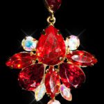 Boucles d'oreilles strass et christal SALOME couleur Rouge