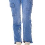 Jeans taille haute style cargo avec ceinture