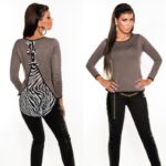 Pull femme tendance BELLA couleur cappuccino