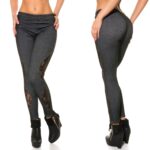 Leggings femme sexy empiècements dentelle MANON couleur noir