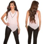 Top femme sexy avec chaîne détachable LINE couleur beige