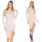 Robe Pull col rond femme fashion AURIANE couleur cappuccino