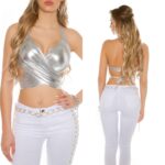 Mini bustier cache coeur gogo Sexy et fashion couleur argent