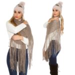 Echarpes femme avec franges XXL JADE couleur cappuccino
