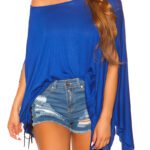 Top tendance asymétrique AELIS couleur bleu royal