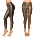 Leggings sexy fashion Carla imprimé Serpend or/noir