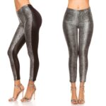Leggings sexy fashion Carla imprimé Serpend argent/noir