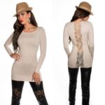 Pull femme tendance sexy JOE couleur beige