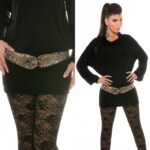 Ceinture sexy avec strass clouté ROSE couleur or