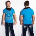 T-shirt Homme col fashion ELIE couleur turquoise