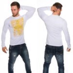 T-shirt Homme manche longue fashion couleur blanc