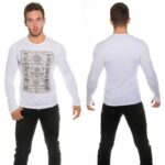 T-shirt Homme manche longue stylé couleur blanc