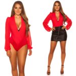 Body RIHANNA sexy ultra décolleté couleur rouge