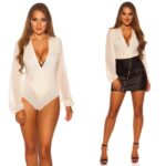 Body RIHANNA sexy ultra décolleté couleur champagne