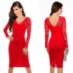 Robe fashion en dentelle NESSA couleur rouge