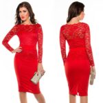 Robe femme tendance en dentelle TALY couleur rouge