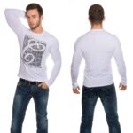 T-shirt Homme manche longue Fashion blanc