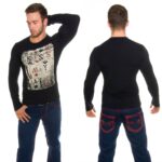 T-shirt Homme manche longue branché bleu foncé
