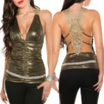 Top tendance avec de la broderie NINA couleur or