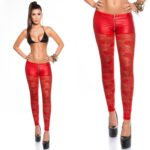 Leggings en dentelle fashion ANAIS couleur rouge