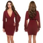 Robe court fashion manches stylé SOFIA couleur bordeaux