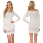 Robe en tricot avec de la dentelle JULIE couleur blanc