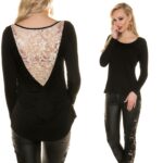 Top fashion avec dentelle MILA couleur noir