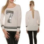 Pull tendance à paillettes CASSIE couleur blanc