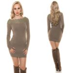 Robe pull femme sexy STEPHANIE couleur taupe