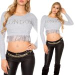 Pull court femme sexy LONDON couleur gris