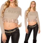 Pull court femme sexy LONDON couleur taupe
