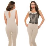 Combinaison femme sexy avec dentelle LISA couleur beige/noir