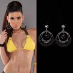 Boucles d'oreilles avec des pierres AMÉLIA couleur noir