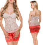 Top bandeau à dentelle KATY couleur beige