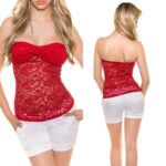 Top bandeau à dentelle KATY couleur rouge