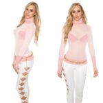 Top fashion col roulé JESSIE couleur rose