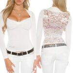 Top femme Sexy à manches longues Bolero Couleur Blanc