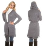 Cardigan à franges femme fashion EMINA couleur gris