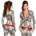 Blazer femme sexy et tendance DELIA couleur imprimé léopard gris
