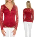 Top en dentelle femme tendance et sexy ZORA couleur bordeaux