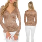 Top en dentelle femme tendance et sexy ZORA couleur cappuccino