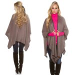 Poncho douillet femme tendance ENORA couleur gris