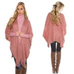 Poncho douillet femme tendance ENORA couleur rose