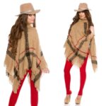 Poncho col roulé femme élégante NORA couleur cappuccino