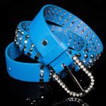 Ceinture femme tendance avec strass CANDIE couleur bleu