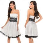 Robe courte en dentelle et satin femme sexy TANIA couleur blanc