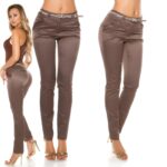 Pantalon femme fashion avec ceinture Léopard couleur marron