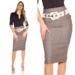 Jupe longue fashion avec ceinture - Marron
