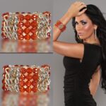 Bracelet glamour avec pierres couleur ogange