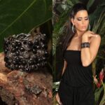 Bracelet femme a la mode avec des pierres couleur noir